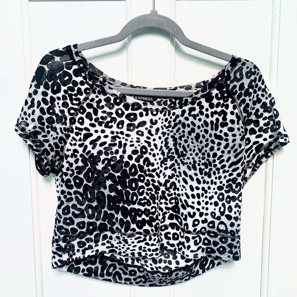 Express Leopard Print Off the Shoulder Top - Picture 1 of 5